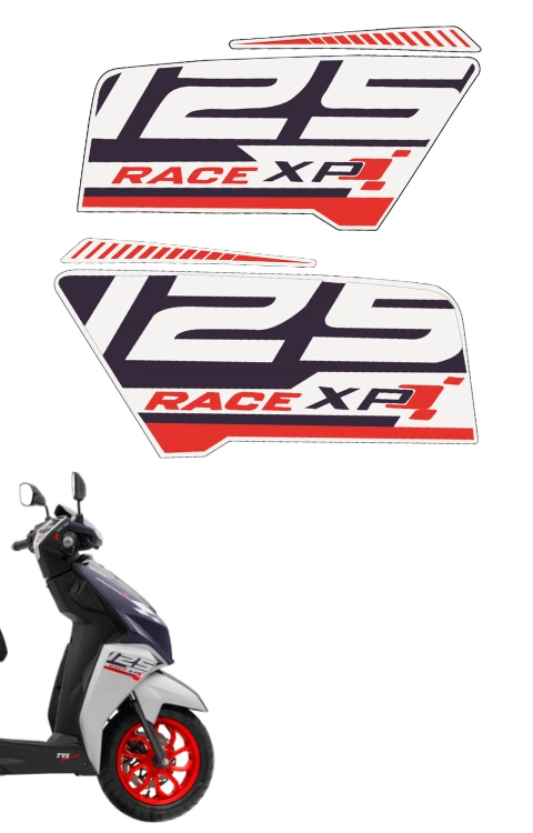 Side Panel Sticker Compatible with Ntorq Race XP 125 | Made in Premium Vinyl with FPF (Fade Protection Film), Precut Sticker, Waterproof, Pack of 1 Compatible with Both Side